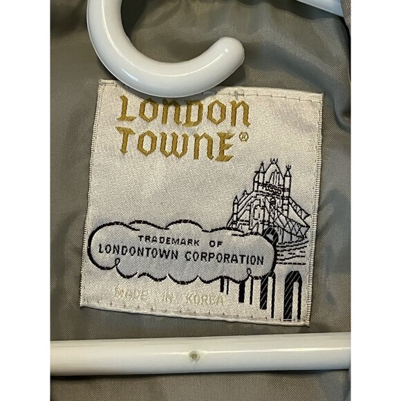 London Fog Trench Coat Women's Sz 14 Khaki Tan Hooded Long Mid Calf Vintage - Picture 14 of 16